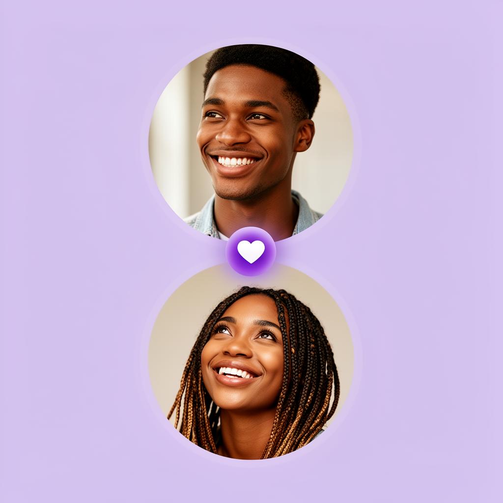 Two African hearts smiling, connected by a heart